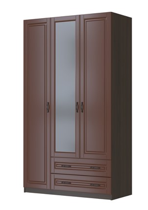 Трехстворчатый шкаф Кантри лак орех ШР-3, с 1 зеркалом в Салехарде - изображение
