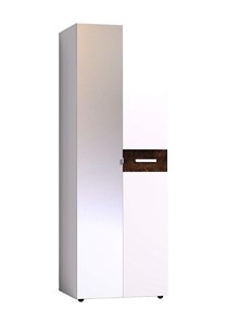 Шкаф Норвуд 54 фасад зеркало + стандарт, Белый-Орех шоколадный в Салехарде - предосмотр