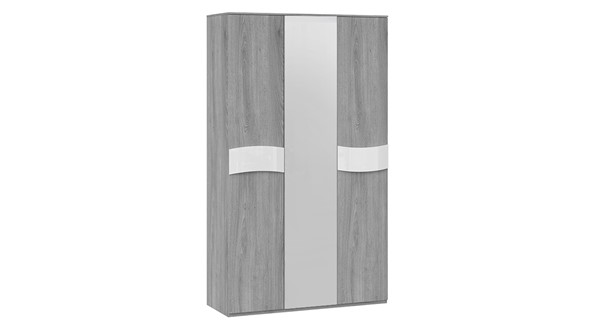 Трехстворчатый шкаф Миранда (Дуб Гамильтон/Белый глянец) в Лабытнанги - изображение