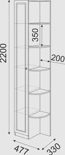 Угловой шкаф-стеллаж Беатрис М13 левый (Орех Гепланкт) в Губкинском - изображение 3