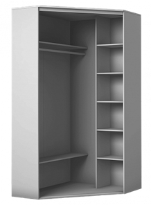 Угловой шкаф-купе 2 зеркала, 2200х1103, ХИТ У-22-4-55, Серый структура в Салехарде - предосмотр 1