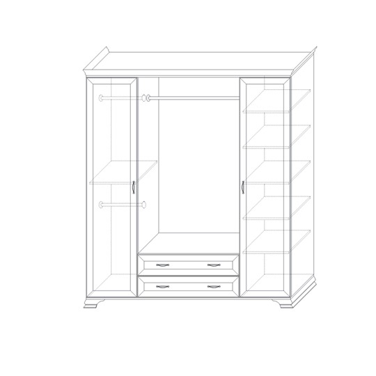 Шкаф четырёхстворчатый с зеркалами Сиена, Бодега белый / патина золото в Салехарде - изображение 1