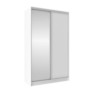 Шкаф 2-х створчатый 1350 Домашний Зеркало/ЛДСП, Белый в Салехарде - предосмотр