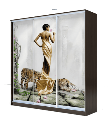 Шкаф 2200х1770х620, Девушка с леопардом ХИТ 22-18-777-03 Венге Аруба в Салехарде - изображение