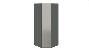 Распашной шкаф угловой Наоми с зеркальной правой дверью, цвет Фон серый, Джут СМ-208.07.07 R в Новом Уренгое