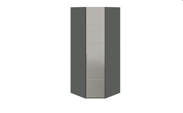Распашной шкаф угловой Наоми с зеркальной правой дверью, цвет Фон серый, Джут СМ-208.07.07 R в Надыме - изображение