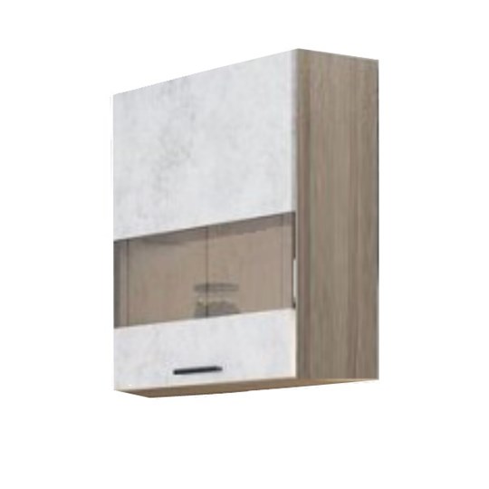 Кухонный шкаф со стеклом Модус, Ш400с/912, цемент светлый в Салехарде - изображение 3