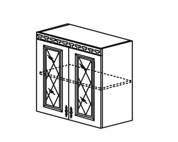 Кухонный шкаф Веста настенный двухдверный с полкой со вставкой из стекла 718*800*323мм в Салехарде - предосмотр