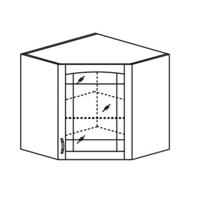 Шкаф на кухню Кантри настенный угловой со вставкой из стекла 918*600*600 мм в Надыме - предосмотр
