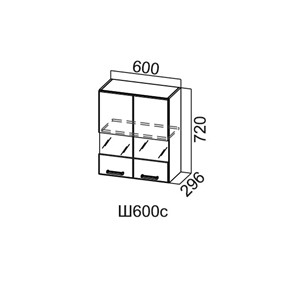 Шкаф кухонный со стеклом Модус, Ш600с/720, галифакс в Надыме
