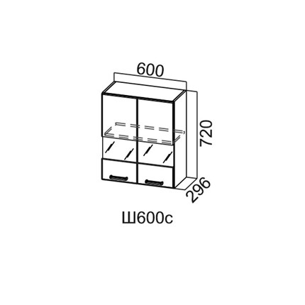Шкаф кухонный со стеклом Модус, Ш600с/720, галифакс в Салехарде - изображение