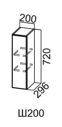 Шкаф навесной Модус, Ш200/720, цемент светлый в Салехарде - изображение