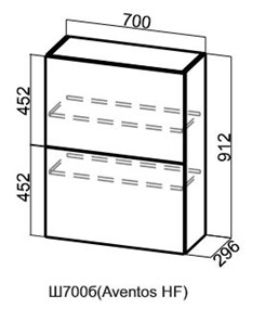 Барный навесной шкаф Грейвуд, Ш700б/912, (Aventos HF), деним светлый в Салехарде - предосмотр