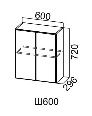 Навесной кухонный шкаф Модус, Ш600/720, фасад "галифакс табак" в Салехарде - изображение