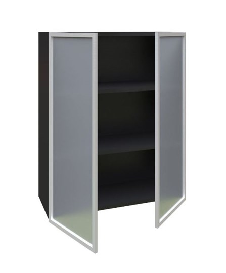 Кухонный шкаф высокий 800, Шервуд, со стеклом ЛД 281.461.000.041, серый/черный в Салехарде - изображение 1