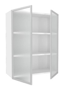 Шкаф кухонный высокий 800, Шервуд, со стеклом ЛД 281.461.000.129, белый/серый в Салехарде - предосмотр 1