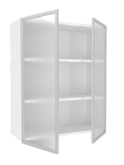 Шкаф кухонный высокий 800, Шервуд, со стеклом ЛД 281.461.000.129, белый/серый в Салехарде - изображение 1