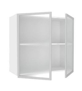 Шкаф кухонный 800, Шервуд, со стеклом ЛД 281.361.000.118, белый/белый глянец в Салехарде - предосмотр 1