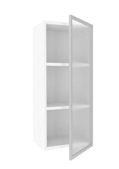 Кухонный высокий шкаф 400 Шервуд, со стеклом правый ЛД 281.422.000.122, белый/серый в Салехарде - изображение 1