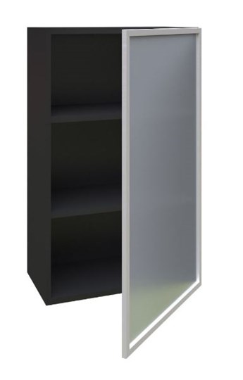 Шкаф кухонный высокий 600, Шервуд, со стеклом правый ЛД 281.452.000.039, серый/черный в Салехарде - изображение 1
