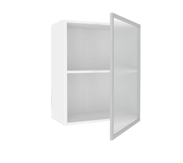 Шкаф кухонный 600, Шервуд, со стеклом правый, ЛД 281.352.000.116, белый/серый в Салехарде - изображение 1