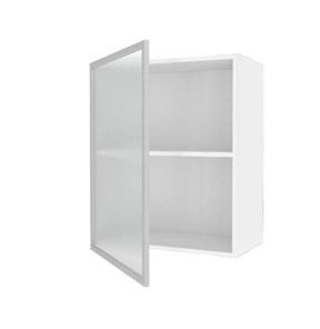 Шкаф на кухню 600, Шервуд, со стеклом левый, ЛД 281.351.000.115, белый/серый в Салехарде - предосмотр 1