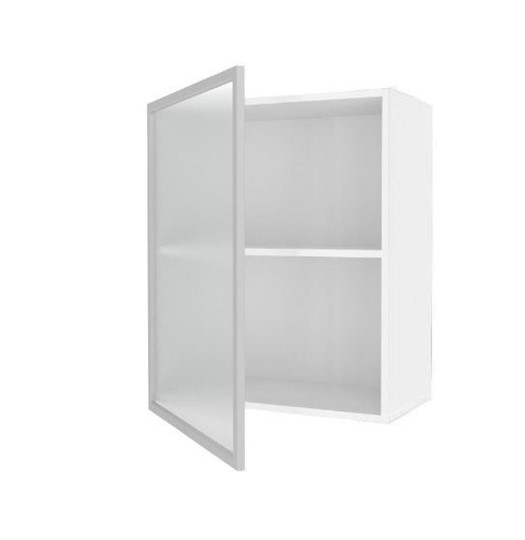 Шкаф на кухню 600, Шервуд, со стеклом левый, ЛД 281.351.000.115, белый/серый в Салехарде - изображение 1