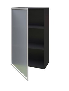 Шкаф кухонный высокий 600, Шервуд, со стеклом левый ЛД 281.451.000.038, серый/черный в Салехарде - предосмотр 1