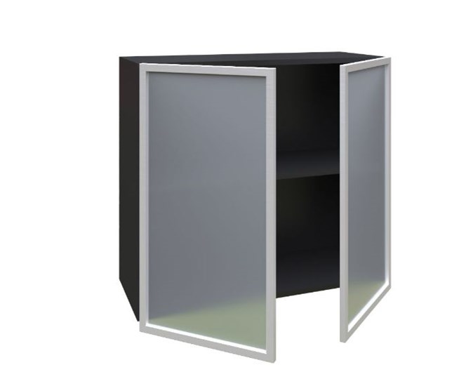 Шкаф кухонный 800, Шервуд, со стеклом ЛД 281.361.000.030, серый/черный в Салехарде - изображение 1