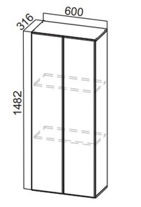 Пенал-надстройка на кухню Стайл, ПН600(912/316), МДФ в Лабытнанги