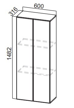 Пенал-надстройка на кухню Стайл, ПН600(912/316), МДФ в Салехарде - изображение
