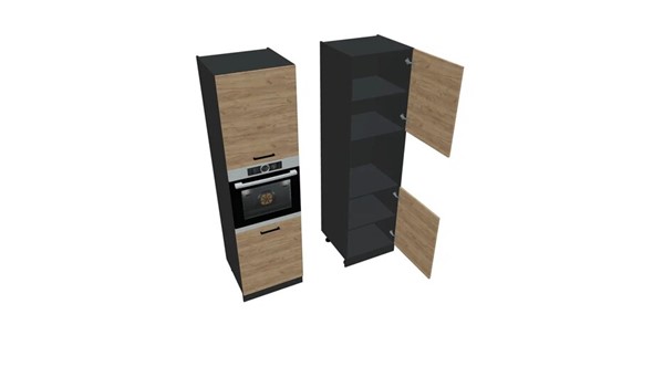 Кухонный шкаф-пенал П7 2, Дуб крафт/Антрацит в Салехарде - изображение