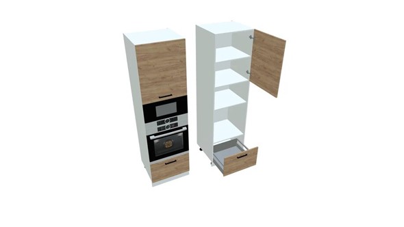 Кухонный пенал П7 3, Дуб крафт/Белый в Тарко-Сале - изображение