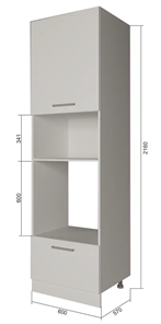 Кухонный шкаф-пенал П7 3, МДФ Океания/Антрацит в Салехарде