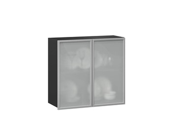 Шкаф кухонный 800, Шервуд, со стеклом ЛД 281.361.000.030, серый/черный в Салехарде - предосмотр