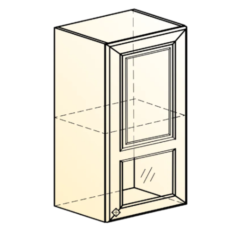 Кухонный навесной шкаф Мишель L400 H720 (1 дв. окош.) эмаль (белый/белый) в Салехарде - изображение 1