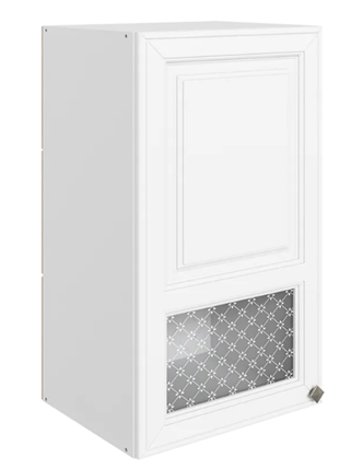 Кухонный навесной шкаф Мишель L400 H720 (1 дв. окош.) эмаль (белый/белый) в Салехарде - изображение