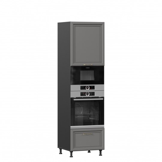 Шкаф-пенал кухонный Джелатто 600 с 4 дверями ЛД 241.470.000.157, Черный/Оникс серый в Салехарде - изображение 2