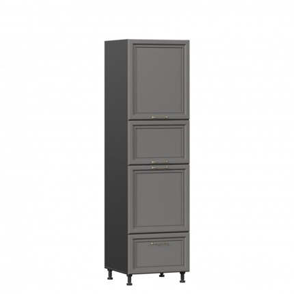 Шкаф-пенал кухонный Джелатто 600 с 4 дверями ЛД 241.470.000.157, Черный/Оникс серый в Лабытнанги - изображение