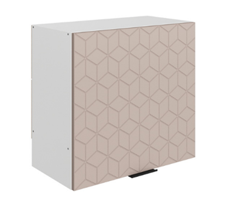 Кухонный навесной шкаф Стоун L600 Н566 (1 дв. гл.) с фрезировкой (белый/грей софттач) в Надыме