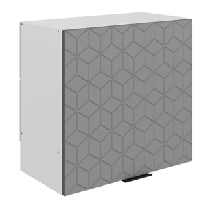 Навесной кухонный шкаф Стоун L600 Н566 (1 дв. гл.) с фрезировкой (белый/оникс софттач) в Салехарде - предосмотр