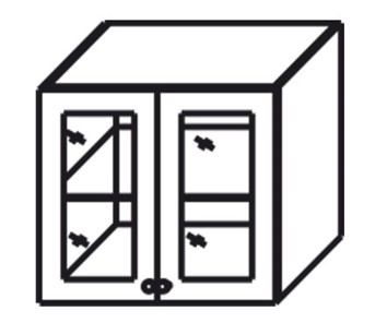 Шкаф кухонный Верона настенный двухдверный с полкой со вставкой из стекла 718*600*320 мм, глянец/софт в Надыме