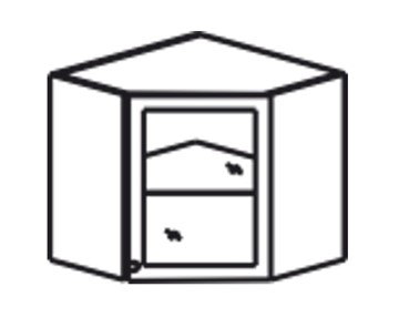 Шкаф кухонный Верона настенный угловой 718*600*600*320 мм со вставкой из стекла, глянец/софт в Надыме