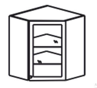 Шкаф кухонный Верона настенный угловой 918*600*600*320 мм со вставкой из стекла, глянец/софт в Надыме