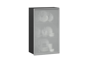 Шкаф кухонный высокий 600, Шервуд, со стеклом правый ЛД 281.452.000.039, серый/черный в Тарко-Сале
