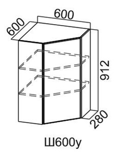 Шкаф настенный угловой Грейвуд, Ш600у/912, дуб кремовый в Салехарде