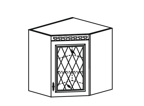 Шкаф на кухню Веста настенный угловой со вставкой из стекла 718*600*600 мм в Салехарде - изображение