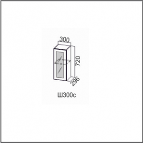 Шкаф настенный Вектор, Ш300с/720, (МДФ, soft touch) в Салехарде