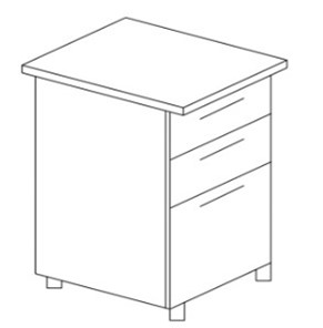 Кухонный шкаф с 3-мя ящиками Гармония Б16 МДФ премиум, глянец, металик  без столешницы в Надыме