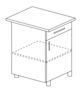 Напольный шкаф однодверный с ящиком Гармония Б8 МДФ премиум, глянец, металик без столешницы в Тарко-Сале